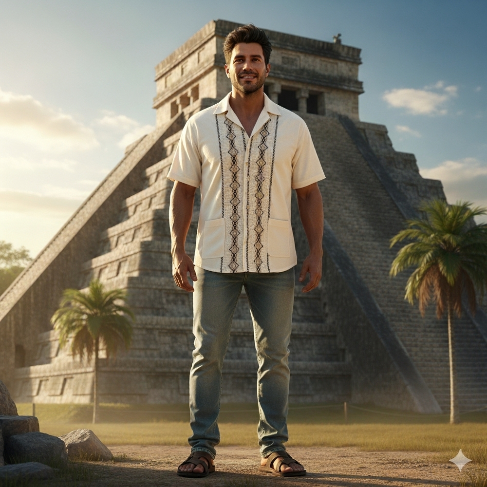 Men's Authentic Mexican Print Button-Up Shirt - Made in Mexico - Size M